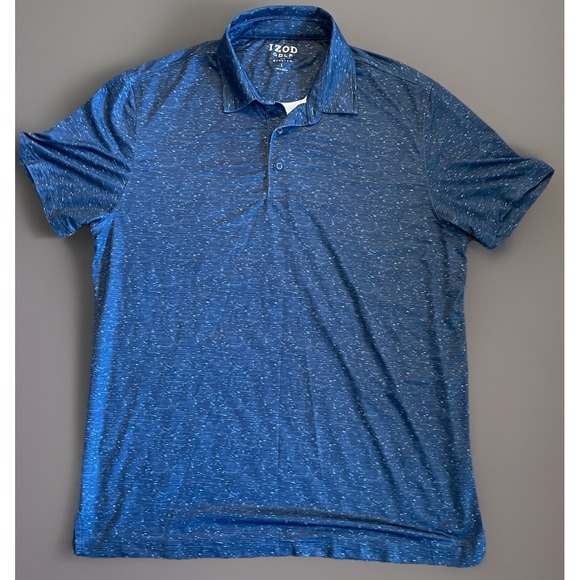 Izod Other - Izod Golf Short Sleeve Polo Shirt Blue White Splatter Pattern Logo Large JBHS